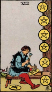 Eight of Pentacles artwork for symbolism reference