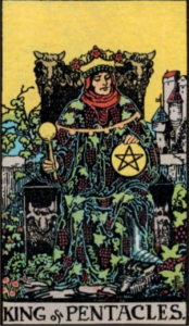 King of Pentacles artwork for symbolism reference