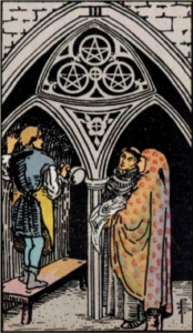 Three of Pentacles artwork for symbolism reference