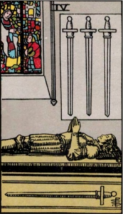 Four of Swords artwork for symbolism reference