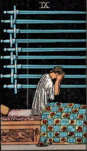 Nine of Swords artwork for symbolism reference