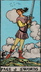 Page of Swords artwork for symbolism reference
