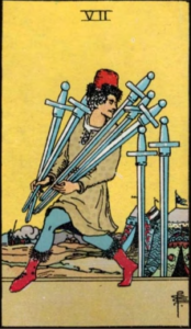 Seven of Swords artwork for symbolism reference