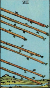 Eight of Wands artwork for symbolism reference