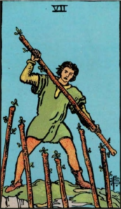 Seven of Wands artwork for symbolism reference